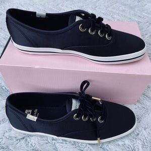 Kate Spade Keds Satin Black Champion Sneakers ♠️